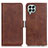 Leather Case Stands Flip Cover Holder M15L for Samsung Galaxy M33 5G Brown