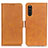 Leather Case Stands Flip Cover Holder M15L for Sony Xperia 10 III Light Brown