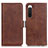 Leather Case Stands Flip Cover Holder M15L for Sony Xperia 10 IV Brown