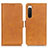 Leather Case Stands Flip Cover Holder M15L for Sony Xperia 10 IV Light Brown