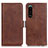 Leather Case Stands Flip Cover Holder M15L for Sony Xperia 5 III Brown