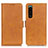 Leather Case Stands Flip Cover Holder M15L for Sony Xperia 5 III Light Brown