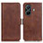 Leather Case Stands Flip Cover Holder M15L for Vivo iQOO Z6 Pro 5G Brown