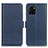 Leather Case Stands Flip Cover Holder M15L for Vivo Y01A Blue