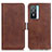 Leather Case Stands Flip Cover Holder M15L for Vivo Y74s 5G Brown