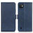 Leather Case Stands Flip Cover Holder M15L for Wiko Y82 Blue