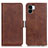 Leather Case Stands Flip Cover Holder M15L for Xiaomi Poco C51 Brown