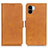 Leather Case Stands Flip Cover Holder M15L for Xiaomi Poco C51 Light Brown