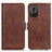 Leather Case Stands Flip Cover Holder M15L for Xiaomi Poco M4 5G Brown