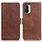 Leather Case Stands Flip Cover Holder M15L for Xiaomi Redmi K40 Pro 5G Brown