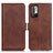 Leather Case Stands Flip Cover Holder M15L for Xiaomi Redmi Note 10 5G Brown