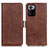 Leather Case Stands Flip Cover Holder M15L for Xiaomi Redmi Note 10 Pro 5G Brown