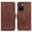 Leather Case Stands Flip Cover Holder M15L for Xiaomi Redmi Note 11 4G (2021) Brown