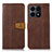 Leather Case Stands Flip Cover Holder M16L for Huawei Honor X8a 4G Brown