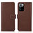 Leather Case Stands Flip Cover Holder M16L for Xiaomi Redmi Note 10 Pro 5G Brown