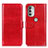 Leather Case Stands Flip Cover Holder M17L for Motorola Moto G51 5G Red