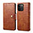 Leather Case Stands Flip Cover Holder MT6 for Apple iPhone 15 Pro Brown