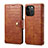 Leather Case Stands Flip Cover Holder MT6 for Apple iPhone 15 Pro Max Brown