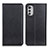 Leather Case Stands Flip Cover Holder N01P for Motorola Moto E32 Black