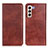 Leather Case Stands Flip Cover Holder N01P for Samsung Galaxy S21 FE 5G Brown