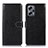 Leather Case Stands Flip Cover Holder N01P for Xiaomi Redmi Note 12 Turbo 5G Black