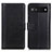 Leather Case Stands Flip Cover Holder N02P for Google Pixel 7a 5G Black