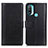 Leather Case Stands Flip Cover Holder N02P for Motorola Moto E20 Black