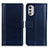 Leather Case Stands Flip Cover Holder N02P for Motorola Moto E32 Blue