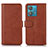 Leather Case Stands Flip Cover Holder N02P for Motorola Moto Edge 40 Neo 5G Brown