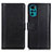 Leather Case Stands Flip Cover Holder N02P for Motorola Moto G22 Black