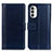 Leather Case Stands Flip Cover Holder N02P for Motorola Moto G71s 5G Blue