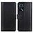 Leather Case Stands Flip Cover Holder N02P for Oppo A16s Black