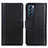 Leather Case Stands Flip Cover Holder N02P for Oppo Reno6 5G Black