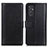 Leather Case Stands Flip Cover Holder N02P for Samsung Galaxy A15 4G Black