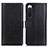 Leather Case Stands Flip Cover Holder N02P for Sony Xperia 10 IV SOG07 Black