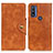 Leather Case Stands Flip Cover Holder N03P for Motorola Moto G Pure Brown