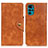 Leather Case Stands Flip Cover Holder N03P for Motorola Moto G22 Brown