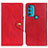 Leather Case Stands Flip Cover Holder N03P for Motorola Moto G71 5G Red