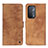 Leather Case Stands Flip Cover Holder N03P for Oppo A54 5G Brown