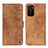 Leather Case Stands Flip Cover Holder N03P for Oppo A55S 5G Brown