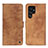 Leather Case Stands Flip Cover Holder N03P for Samsung Galaxy S21 Ultra 5G Brown