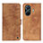 Leather Case Stands Flip Cover Holder N03P for Vivo T1 5G Brown