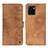 Leather Case Stands Flip Cover Holder N03P for Vivo Y01 Brown