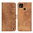 Leather Case Stands Flip Cover Holder N03P for Xiaomi POCO C3 Brown