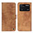 Leather Case Stands Flip Cover Holder N03P for Xiaomi Poco M4 Pro 4G Brown