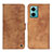 Leather Case Stands Flip Cover Holder N03P for Xiaomi Redmi 10 5G Brown