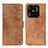 Leather Case Stands Flip Cover Holder N03P for Xiaomi Redmi 10 India Brown
