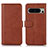 Leather Case Stands Flip Cover Holder N04P for Google Pixel 8 Pro 5G Brown