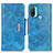 Leather Case Stands Flip Cover Holder N04P for Motorola Moto E20 Sky Blue