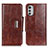 Leather Case Stands Flip Cover Holder N04P for Motorola Moto E32s Brown